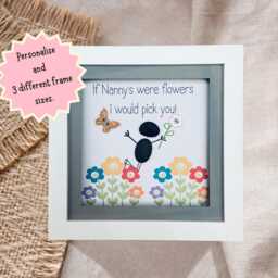 Nanny Pebble Picture Frame, Unique Handmade Pebble Art Frame For Nanny's Birthday - Memorable Gift Idea, If Were Flowers - thumbnail 2