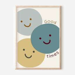 Set Of 3 Cool Dude & Smiley Faces Prints With A Personalised Initial. Perfect For Nursery, Bedroom Or Playroom - Prints Only - thumbnail 3