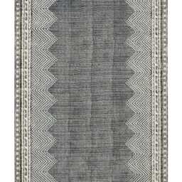 Black Beige Cotton Rug, Indian Handmade Kilim, Hallway Runner - thumbnail 2