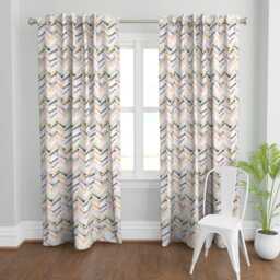 Herringbone Curtain Panel - Watercolor Pink Chevron Boho Geometric Zig Zag Custom By Crystal_Walen - thumbnail 2