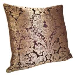 Throw Pillow Cushion Cover Silk Brocatelle Rubelli Fabric Brown & Gold Tebaldo Pattern - Made in Italy - thumbnail 2