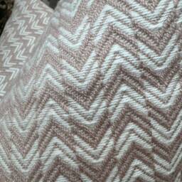 Pink - White Cushion Cover, Decorative Pillow Cover , Geometric Design, Sofa Throw Furnishing Durable Fabric Double Sided Zig Zag - thumbnail 3