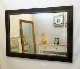 Dark Blue Antique Rustic Look Wall Mirror Rectangular Wooden Frame 106x76cm - 42x30 Inches