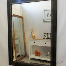 Dark Blue Antique Rustic Look Wall Mirror Rectangular Wooden Frame 106x76cm - 42x30 Inches - thumbnail 3