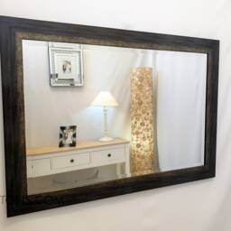 Dark Blue Antique Rustic Look Wall Mirror Rectangular Wooden Frame 106x76cm - 42x30 Inches - thumbnail 2