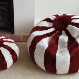 Sheepskin Bean Bag & Foot Pouffe Set Handmade Furry Beanbag - thumbnail 2