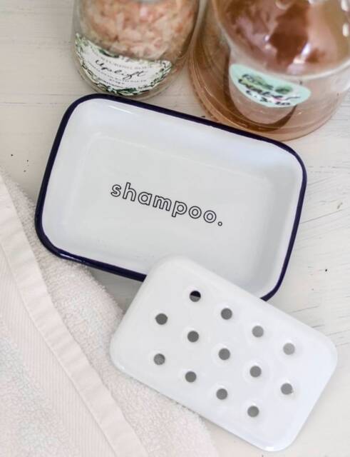 Shampoo - Engraved Enamel Soap Bar Dish - image 1