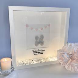 Baby Girl Personalised Pebble Art Picture First Child Family Frame Stats Birth Details Gift Newborn Parents Christening - thumbnail 2
