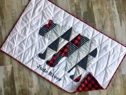 Homemade Flannel Custom Bear Blanket, Baby Boy Crib Quilt, Woodland Nursery Bedding - thumbnail 1