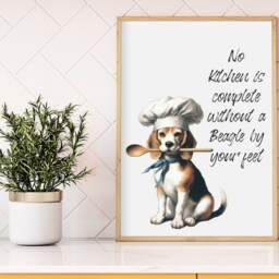 Beagle Dog Kitchen Art Print, Unframed , Modern Kitchen Art Lover Gift, Decor Beagle Wall Gift For Mom - thumbnail 2