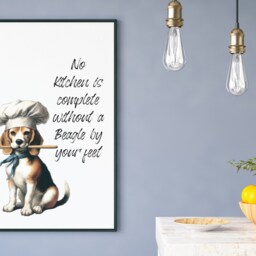 Beagle Dog Kitchen Art Print, Unframed , Modern Kitchen Art Lover Gift, Decor Beagle Wall Gift For Mom - thumbnail 3