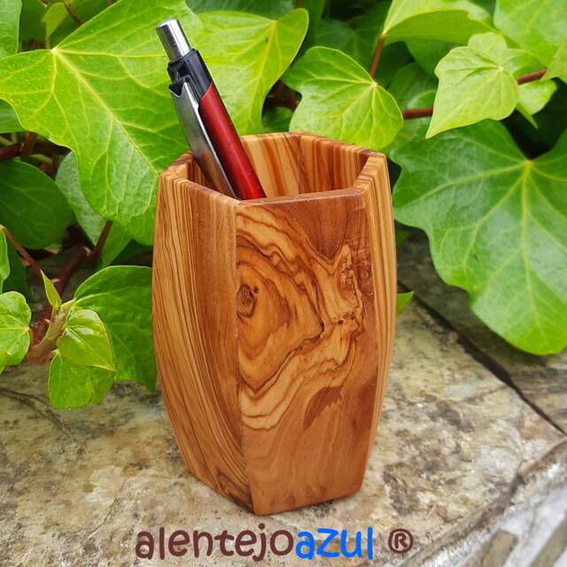Pen Cup Olive Wood Pen Holder Wooden Mug Alentejoazul Office Desk Storage Present Gift Colleague Men Tub Natural Portugal - image 1