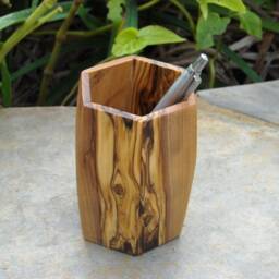 Pen Cup Olive Wood Pen Holder Wooden Mug Alentejoazul Office Desk Storage Present Gift Colleague Men Tub Natural Portugal - thumbnail 2
