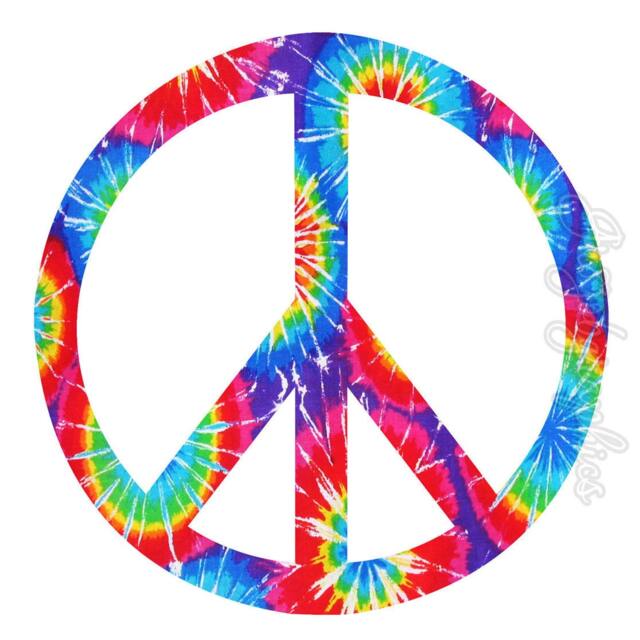 Tie Dye Peace Sign Wall Decal - Groovy Sign Retro Hippie Art Home Decor Peel & Stick Reusable Fabric Vwaq-Pc9