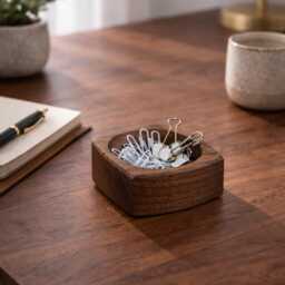 Magnetic Walnut Trinket Dish Home Office Organizer - thumbnail 2