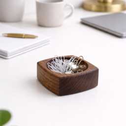 Magnetic Walnut Trinket Dish Home Office Organizer - thumbnail 3