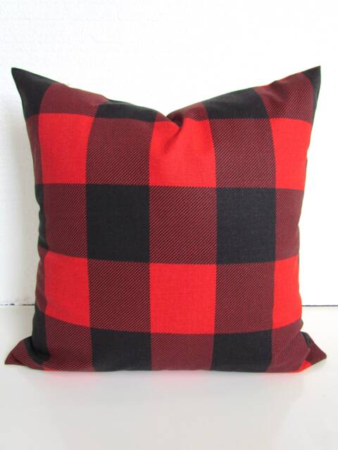Black Red Buffalo Check Pillows Red & Black Pillow Covers Plaid Pillows 16 18x18 20 Farmhouse Pillow - image 1