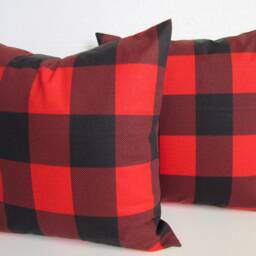 Black Red Buffalo Check Pillows Red & Black Pillow Covers Plaid Pillows 16 18x18 20 Farmhouse Pillow - thumbnail 2