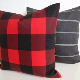 Black Red Buffalo Check Pillows Red & Black Pillow Covers Plaid Pillows 16 18x18 20 Farmhouse Pillow - thumbnail 3