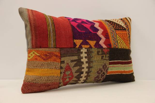 Turkish Kilim Pillow Patchwork Throw Pillow Accent Sofa Lumbar Covers 12X20 in - 30 X 50 cm 4Oef-903 - image 1