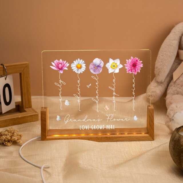 Mom's Garden Night Light Custom Birth Month Flower With Kids Names Gifts For Mom Family Mother's Day - image 1