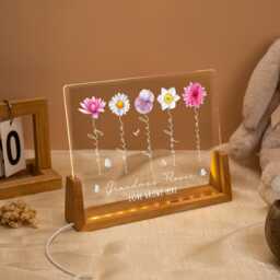 Mom's Garden Night Light Custom Birth Month Flower With Kids Names Gifts For Mom Family Mother's Day - thumbnail 3