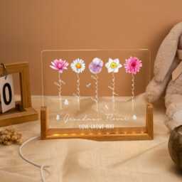Mom's Garden Night Light Custom Birth Month Flower With Kids Names Gifts For Mom Family Mother's Day