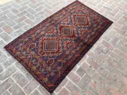 3x6 Afghan Baluchi Wool Carpet - Hand-Knotted Vegetable Dyed Woolen Tribal Rug Oriental Accent For Living Room Or Office Gift Rug - thumbnail 1