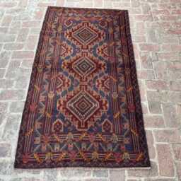 3x6 Afghan Baluchi Wool Carpet - Hand-Knotted Vegetable Dyed Woolen Tribal Rug Oriental Accent For Living Room Or Office Gift Rug - thumbnail 3
