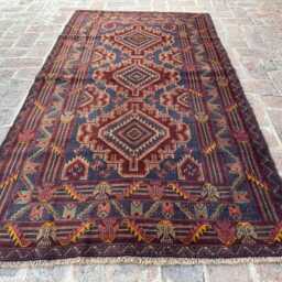3x6 Afghan Baluchi Wool Carpet - Hand-Knotted Vegetable Dyed Woolen Tribal Rug Oriental Accent For Living Room Or Office Gift Rug - thumbnail 2