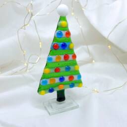 Handmade Stained Glass Mini Christmas Tree Ornament - thumbnail 2
