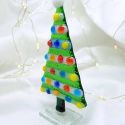 Handmade Stained Glass Mini Christmas Tree Ornament - thumbnail 3