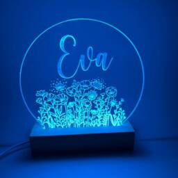 Personalised Led Night Light - Desk Up Sign Bedroom Office D??cor Wild Flowers - thumbnail 3