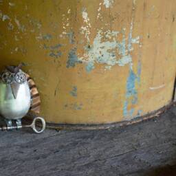 Owl Silverware Sculpture Wall Hanging Small Metal Animal Handmade - thumbnail 2