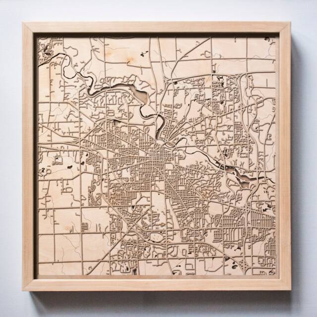 Ann Arbor Wooden Map - Laser Cut City Streets, Framed Wall Art - image 1