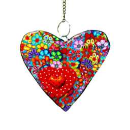 Polymer Clay Heart Wall Hanging Rainbow Floral Home Decor - thumbnail 3