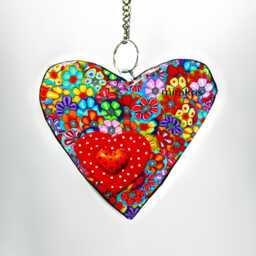 Polymer Clay Heart Wall Hanging Rainbow Floral Home Decor - thumbnail 1