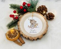 Personalised First Christmas Bear Bauble, Baby 1st Decoration - thumbnail 1