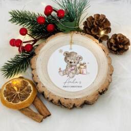 Personalised First Christmas Bear Bauble, Baby 1st Decoration - thumbnail 2