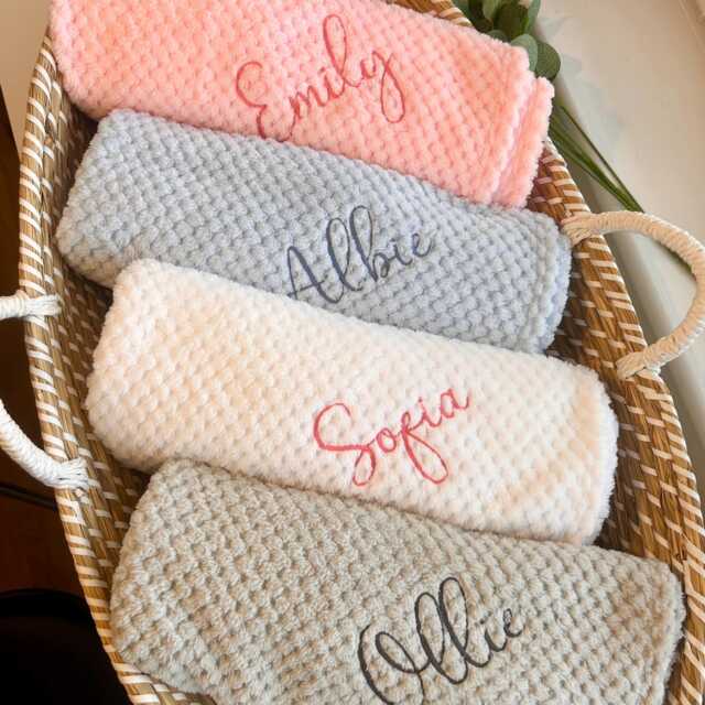 Personalised Baby Blanket, Custom Embroidery Name, Soft Newborn Shower & Christening Gift Idea, Birth Keepsake - image 1
