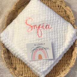 Personalised Baby Blanket, Custom Embroidery Name, Soft Newborn Shower & Christening Gift Idea, Birth Keepsake - thumbnail 3