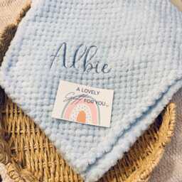 Personalised Baby Blanket, Custom Embroidery Name, Soft Newborn Shower & Christening Gift Idea, Birth Keepsake - thumbnail 2
