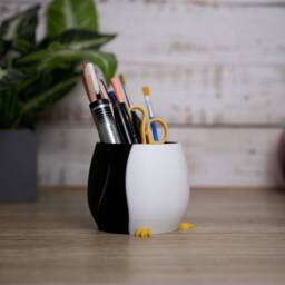 Penguin Pen Pot, Desk Organizer, Tidy, Pencil Stationery, Crayon Storage, Home Decor - thumbnail 2
