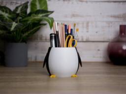 Penguin Pen Pot, Desk Organizer, Tidy, Pencil Stationery, Crayon Storage, Home Decor - thumbnail 1