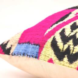 Handloom Silk Velvet Ikat Pillow Cover, Decorative Cushion - thumbnail 3