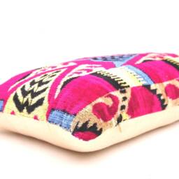 Handloom Silk Velvet Ikat Pillow Cover, Decorative Cushion - thumbnail 2