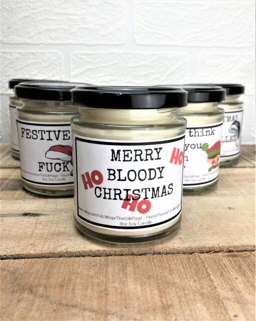 Rude Christmas Candle Merry Bloody Christmas, Secret Santa Gift - image 1