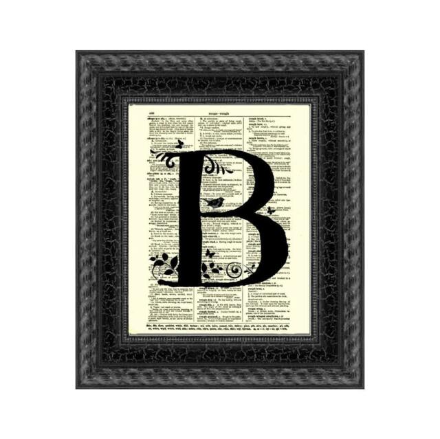 Letter B Monogram With A Modern Twist Printed On Dictionary Page From 1897, Art Print, Wall Decor, Wedding Hostess Gift - image 1