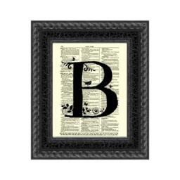 Letter B Monogram With A Modern Twist Printed On Dictionary Page From 1897, Art Print, Wall Decor, Wedding Hostess Gift - thumbnail 1