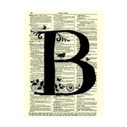 Letter B Monogram With A Modern Twist Printed On Dictionary Page From 1897, Art Print, Wall Decor, Wedding Hostess Gift - thumbnail 3